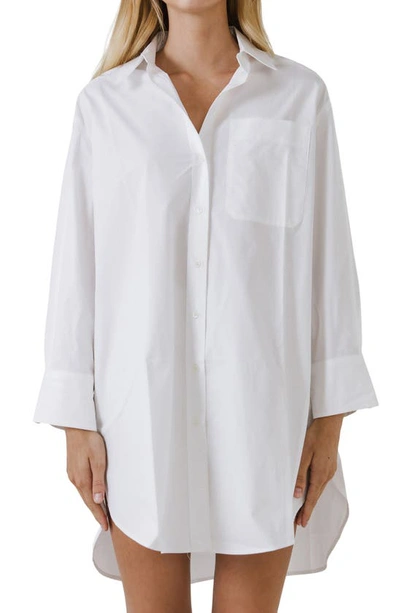 Shop English Factory Classic Collar Shirtdress In White