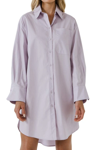 Shop English Factory Classic Collar Shirtdress In Lavender