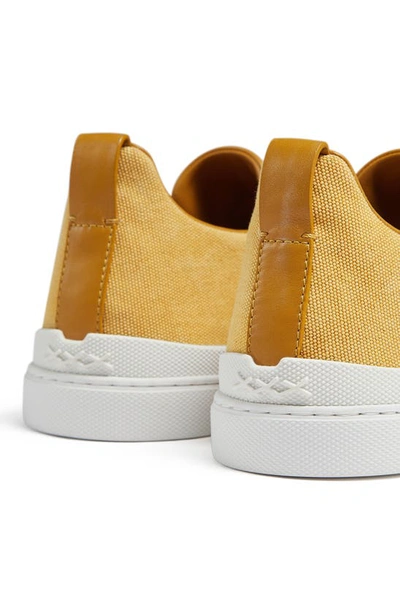 Shop Zegna Triple Stitch Canvas Slip-on Sneaker In Yellow