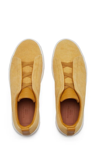 Shop Zegna Triple Stitch Canvas Slip-on Sneaker In Yellow
