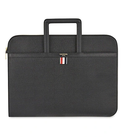 Shop Thom Browne Leather Document Briefcase In Black