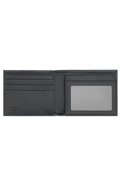 Ferragamo Revival Double Gancio Bicolor Wallet In Deep Ocean Nero
