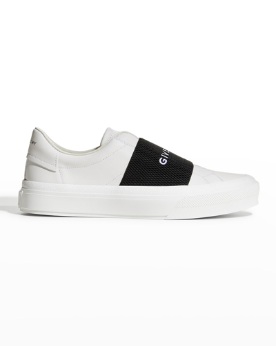 Shop Givenchy City Court Logo Slip-on Sneakers In 116 White Black