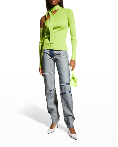 Shop Andersson Bell Conny Scarf-neck Knit Top In Green