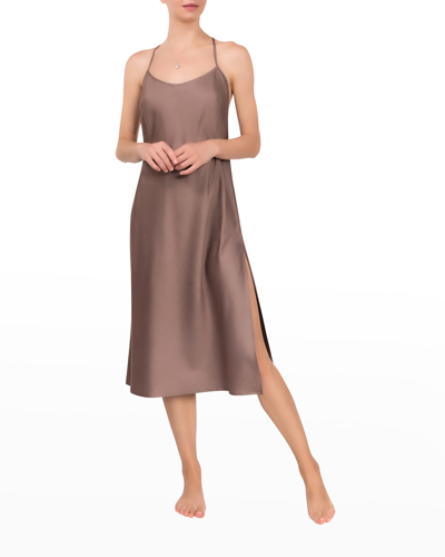 Shop Everyday Ritual Sloan T-back Nightgown In Chocolate