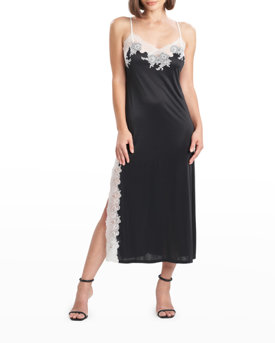 Shop Natori Enchant Lace-trim Nightgown In Bki