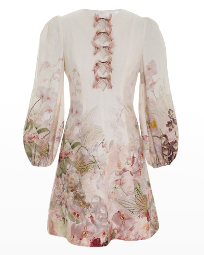 Shop Zimmermann Dancer Hummingbird Mini Dress In Alabaster Garden