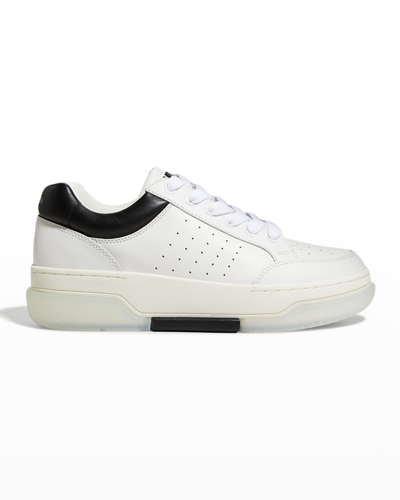 Shop Amiri Men's Leather Stadium Low-top Sneakers In White Bl