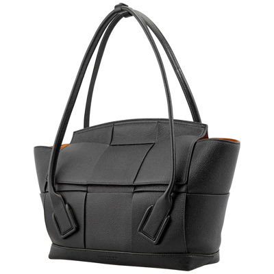 Shop Bottega Veneta Ladies Grainy Arco Black Tote Bag