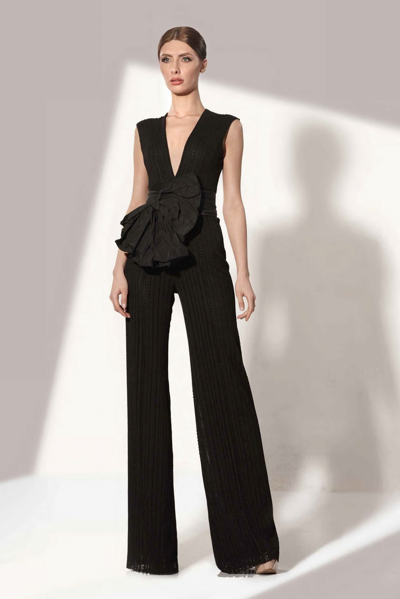 Shop Jean Fares Couture Black Sleeveless Jumpsuit