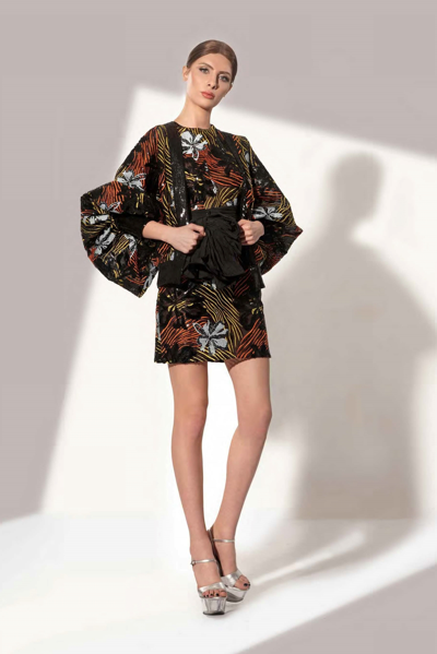Shop Jean Fares Couture Multicolored Oversized Sleeve Jacket