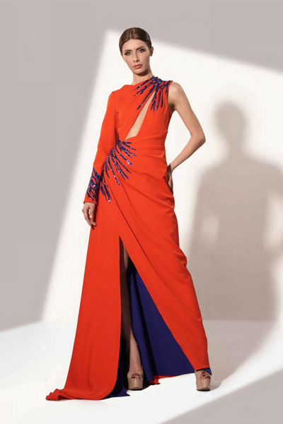 Shop Jean Fares Couture One Sleeve Gown