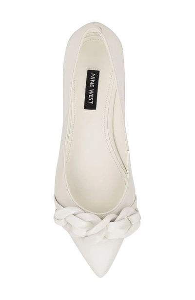 Shop Nine West Buyme Pointed Toe Flat In White Leather