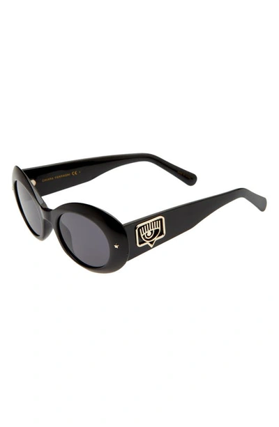 Shop Chiara Ferragni 50mm Round Sunglasses In Black/ Grey