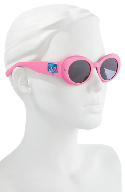 Shop Chiara Ferragni 50mm Round Sunglasses In Pink/ Grey