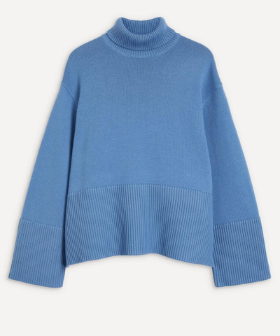 Totême Ribbed Wool And Organic Cotton-blend Turtleneck Sweater In Bolt Blue