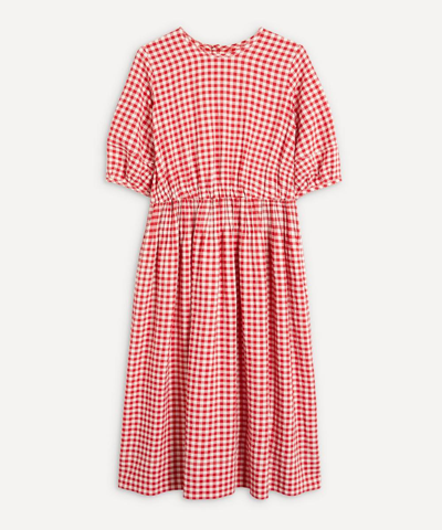 Ymc You Must Create Garden Dress In Ecru Red Gingham In Red