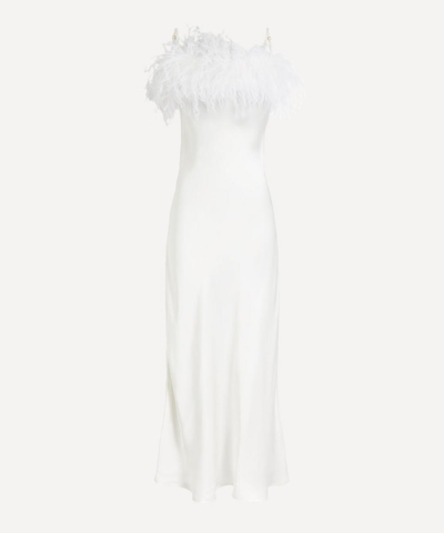 Shop Sleeper Feathered Boheme Slip Dress In White