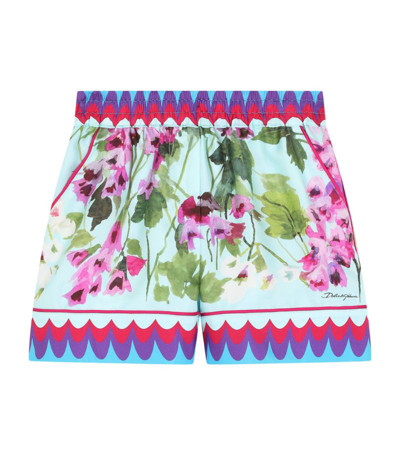 Shop Dolce & Gabbana Silk Floral Print Shorts In Multi