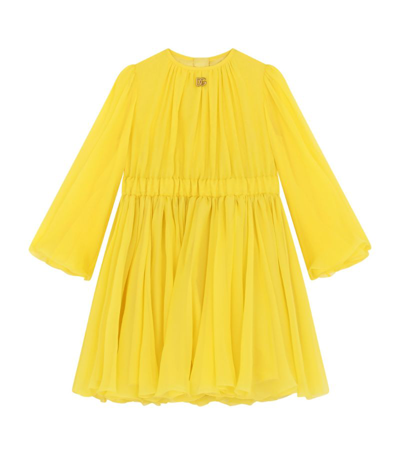 Shop Dolce & Gabbana Kids Silk Long-sleeved Dress (2-6 Years) In Multi