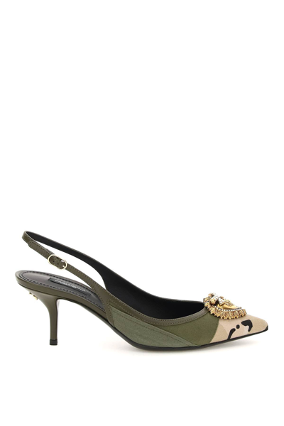 Shop Dolce & Gabbana Camouflage Patchwork Devotion Slingback In Mixed Colours