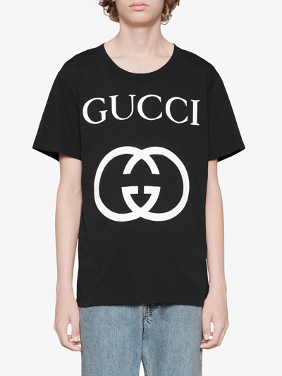 Shop Gucci T-shirt Oversize Gg In Black