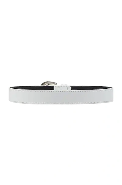 Shop Alessandra Rich Leather Belt With Crystal Buckle In White & Silver