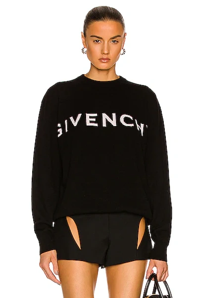 Shop Givenchy Logo Cashmere Sweater In Black & White