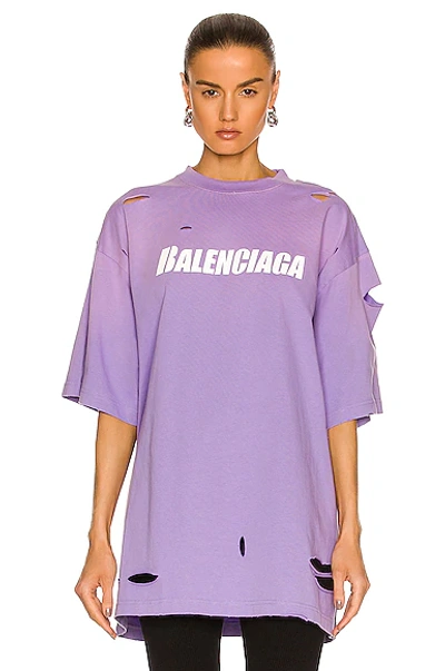 Shop Balenciaga Caps Vintage Jersey T-shirt In Light Purple & White