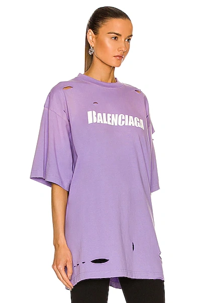 Shop Balenciaga Caps Vintage Jersey T-shirt In Light Purple & White