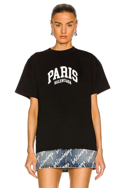 Shop Balenciaga Paris Medium Fit T-shirt In Black & White