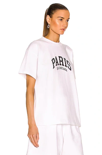 Shop Balenciaga Paris Medium Fit T-shirt In White & Black