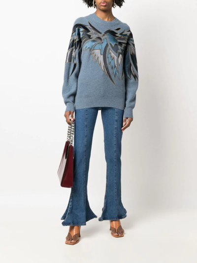 Shop Zadig & Voltaire Wings-embroidered Knitted Jumper In Blue