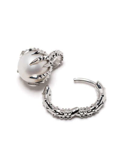 Kasun London The Dragon And The Pearl Hoop Earrings In Silber