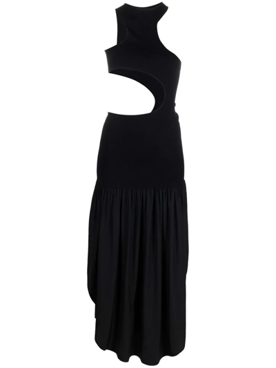 Shop Stella Mccartney Cut-out Sleeveless Asymmetric Dress In Black