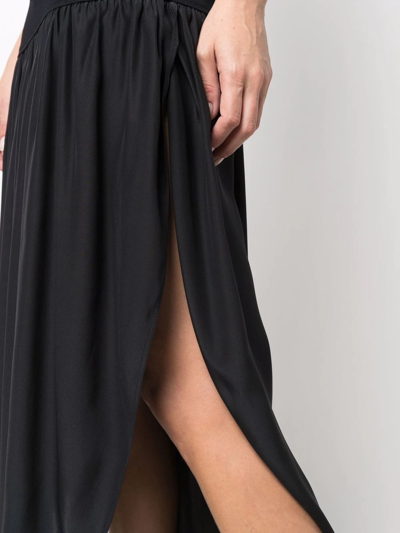 Stella Mccartney Asymmetric Cutout Stretch-jersey And Silk-satin Midi Dress In Black