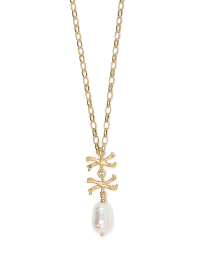 Shop Claire English Rum Bullion Pearl-pendant Necklace In Gold