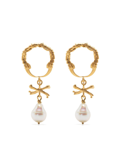 Shop Claire English Eurydice Pearl-drop Earrings In Gold