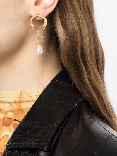 Shop Claire English Eurydice Pearl-drop Earrings In Gold