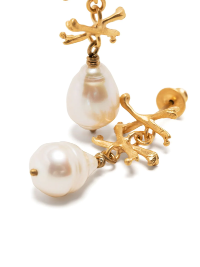 Shop Claire English Rumbullion Pearl-drop Earrings In Gold