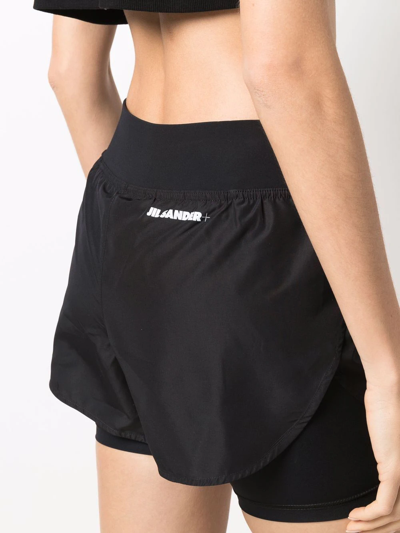 Shop Jil Sander Logo Print Short Pants In Black