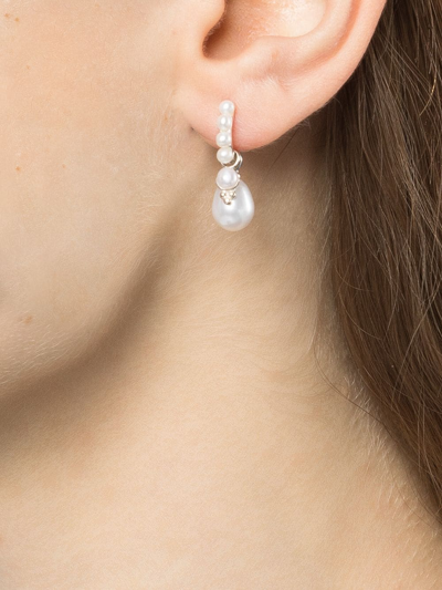 Shop Dower & Hall Timeless Pearl Hoop Earrings In Silber