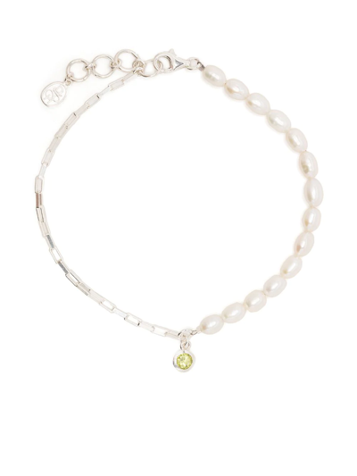Shop Dower & Hall Luna Pearl Chain Bracelet In Silver