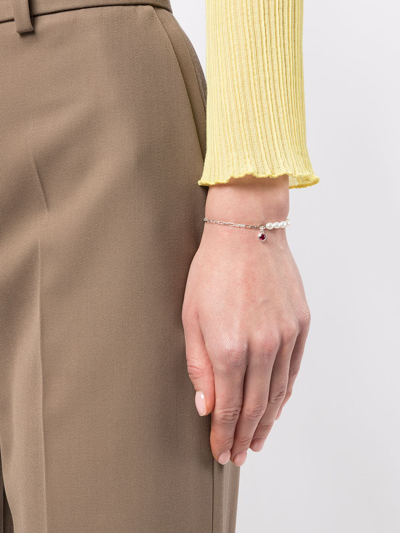 Dower & Hall Luna Pearl Garnet-drop Bracelet In Silber