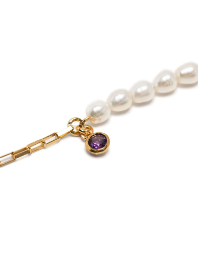 Shop Dower & Hall Luna Amethyst-drop Pearl Bracelet In Gold