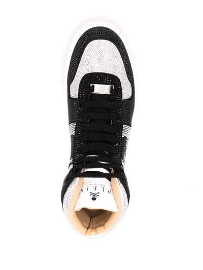 Philipp Plein Hi-top Sneakers Notorious Crystal Skull With Crystals In Black