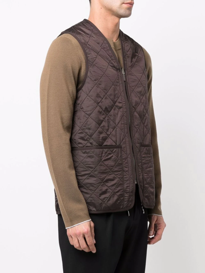 Barbour Logo Embroidered Quilted Gilet In Braun
