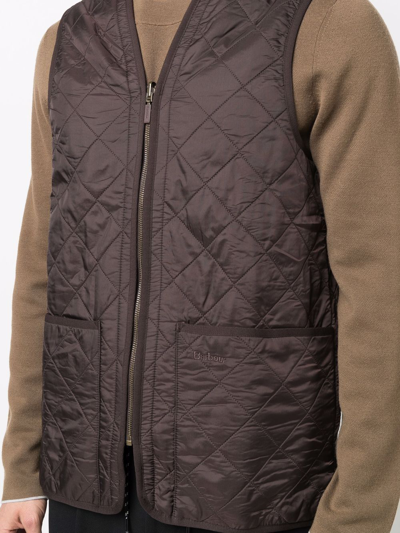 Shop Barbour Quilted-finish Vest In Braun