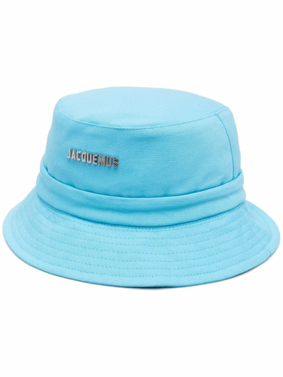 Shop Jacquemus Logo-embellished Bucket Hat In Blue