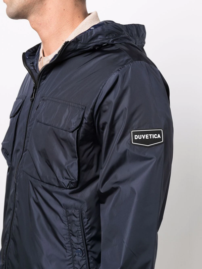 Shop Duvetica Logo-patch Sleeve Jacket In Blau